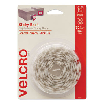 VELCRO® Brand Sticky-back Fasteners, Removable Adhesive, 0.63" Dia, White, 75-pack freeshipping - TVN Wholesale